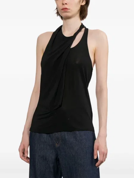 Top Helmut Lang drapat cu gât halter negru