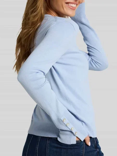 Sweter z mieszanki z detalami w postaci guzików na rękawie Tom Tailor