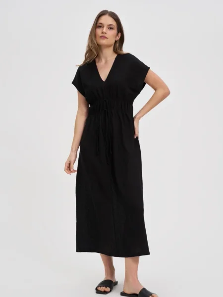 Rochie midi Marisse până la genunchi de costum negru