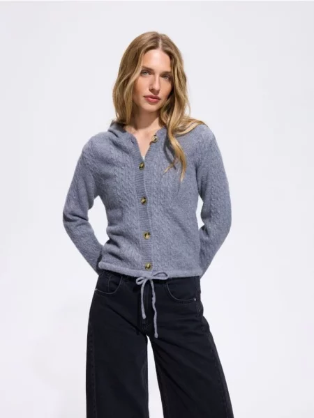 Reserved Cardigan cu glugă gri-neutru gri