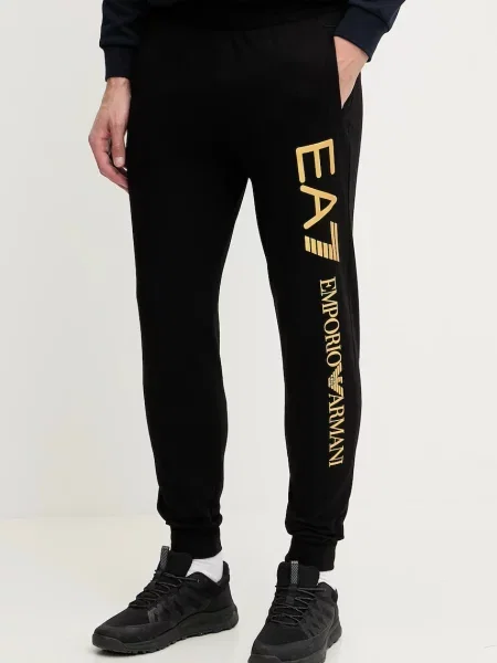 Bombažen spodnji del trenirke Emporio Armani črna