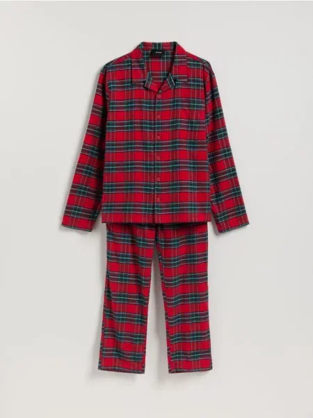 Reserved Dwuczęściowa piżama w kratę czerwony