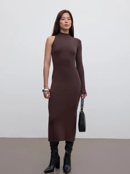 Сукня міді Estro віскоза/нейлон коричневий