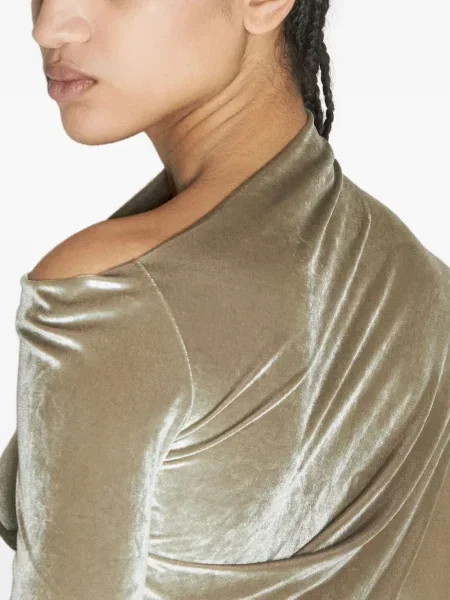 Top Helmut Lang de catifea drapat verde