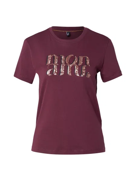 ONLY Tricou ONLKITA auriu / ciclam negru