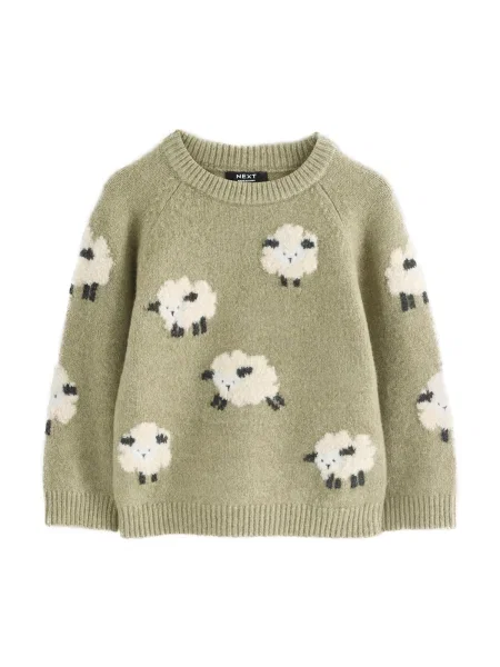 Next Pulover crem / verde pastel / negru alb