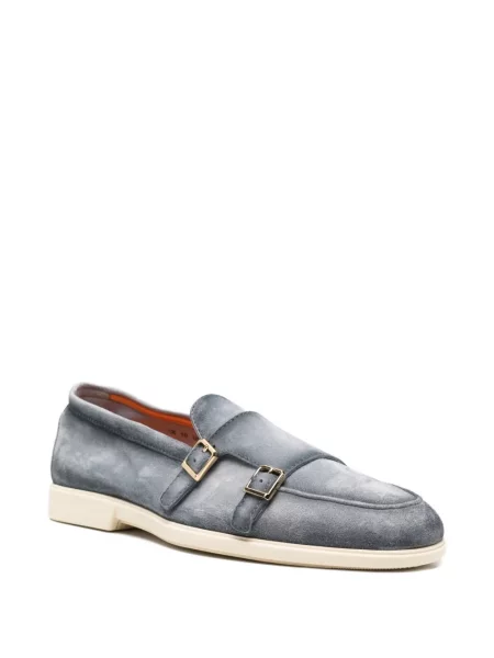Pantofi monk Santoni cu bretele albastru
