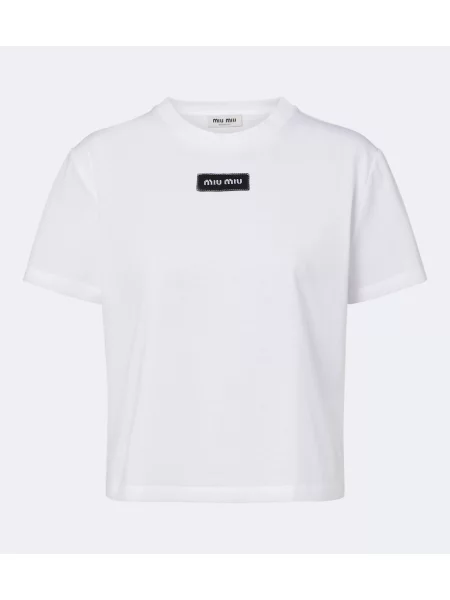 Tricou polo Miu Miu cu autograf alb