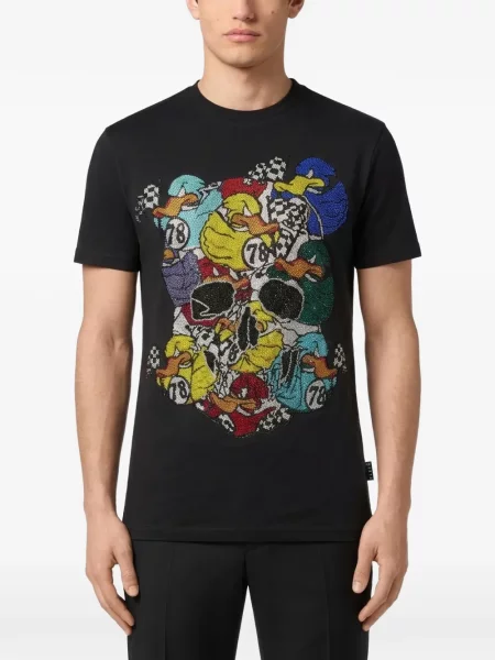 Tricou Philipp Plein din jerseu negru