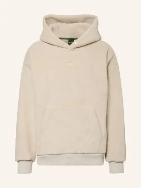 Boss Polarowa Bluza Z Kapturem Teddy beige beżowa