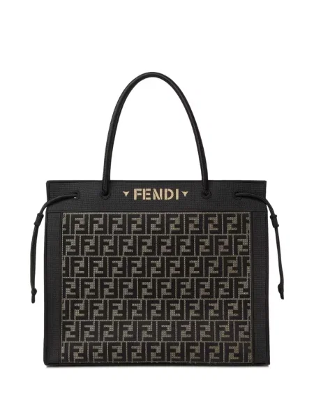 Geantă shopper Fendi cu autograf negru