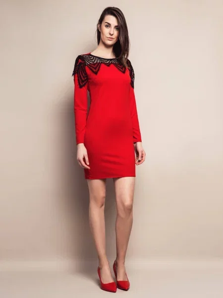 Rochie Euphory din dantelă roșu
