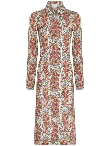 Rochie midi Etro cu model floral cu imagine alb