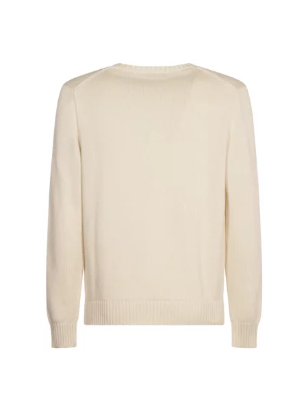 Sweter z dzianiny z prążkowanymi wykończeniami Polo Ralph Lauren beżowy