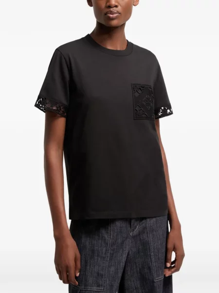 Tricou Moncler din dantelă negru