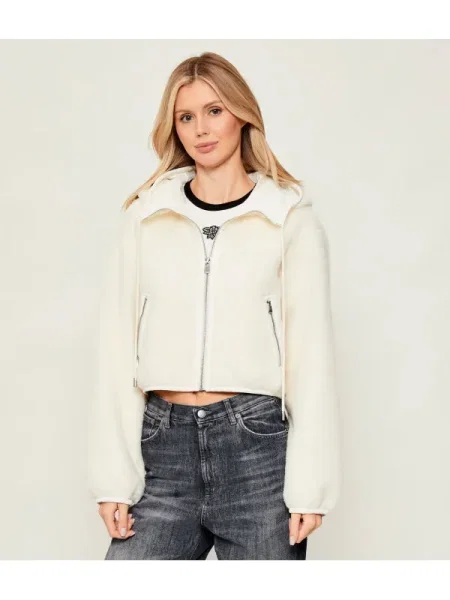 Pinko Din fleece geacă MILAGROS | Cropped Fit cu adaos de lână bej