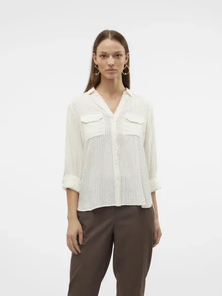 VERO MODA Bluză VMBUMPY auriu alb