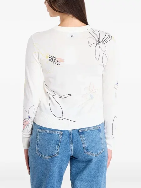 Pulover Desigual cu model floral cu imagine alb