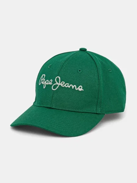 Шапка с козирка Pepe Jeans MALLON CAP с апликация зелено
