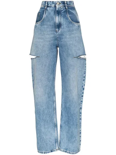 Proste jeansy Maison Margiela z przetarciami niebieskie
