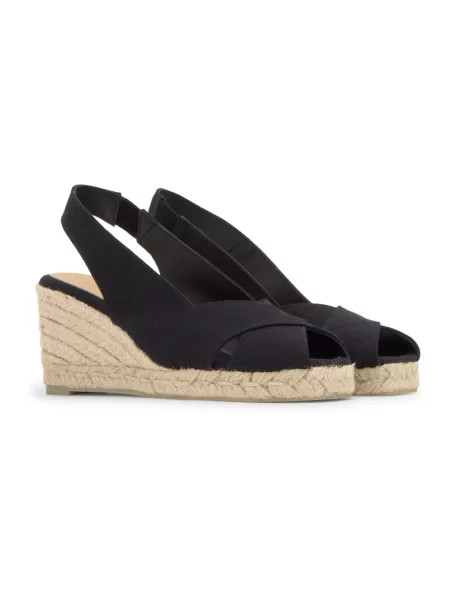 Espadryle Castaner z otwartym noskiem czarne
