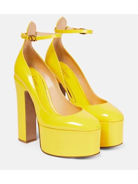 Usnjene lakirane salonarji Valentino Garavani s platformo rumena