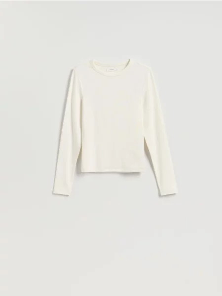 Reserved Tricou cu mânecă lungă cu conținut ridicat de modal crem