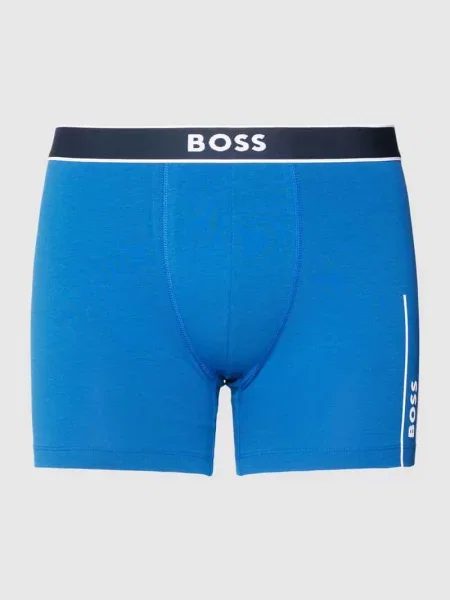 Obcisłe bokserki z detal z logo Boss niebieskie