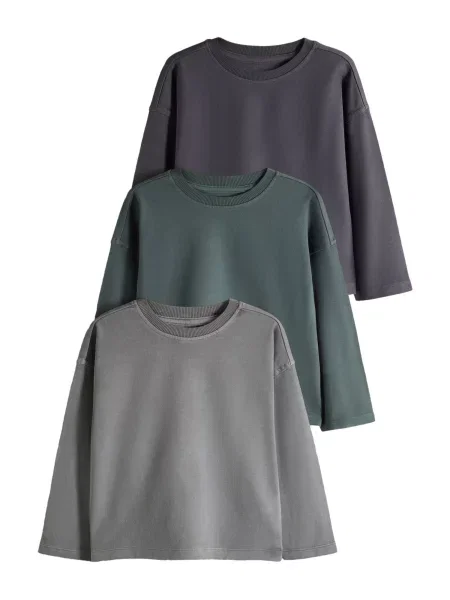 The Set Tricou albastru marin verde gri