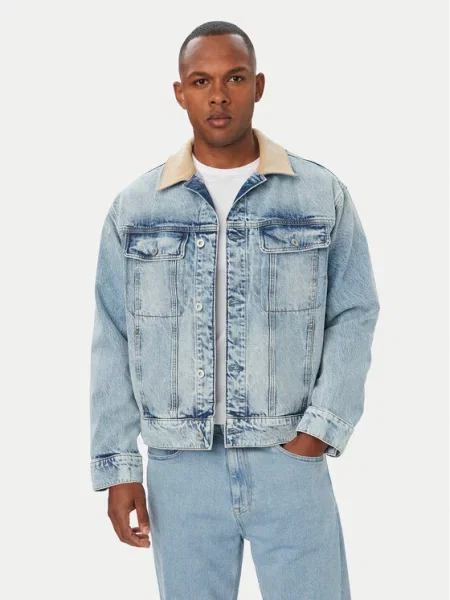 HUGO Jeans jakna Erlo Svetlo modra