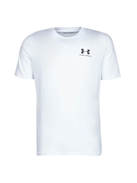 Pánske tréningové tričko Under Armour Sportstyle Left Chest SS white/black biela
