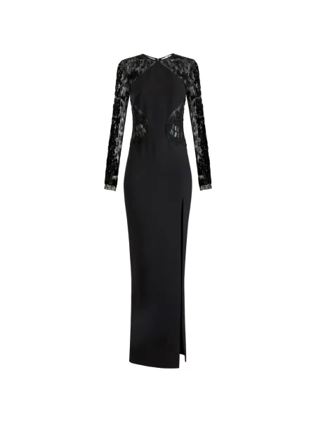 Rochie maxi Elisabetta Franchi cu paiete din dantelă de costum negru