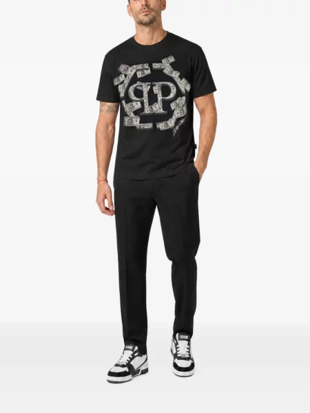 Tricou Philipp Plein cu decolteu rotund negru