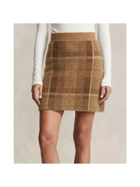 Mała mały spódnica mini Ralph Lauren w kratkę beżowa
