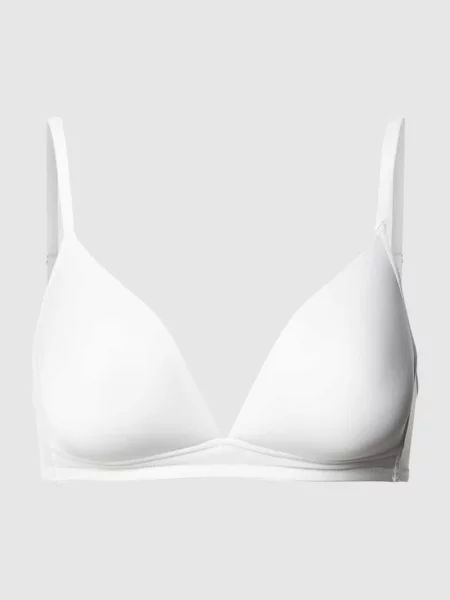 Biustonosz t-shirtowy z satyny – bez fiszbin model Satin Deluxe' Hanro biały