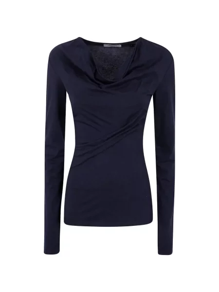 Top Paloma Wool de lână drapat albastru