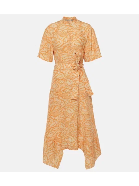 Rochie midi Stella Mccartney de mătase cu imagine până la genunchi