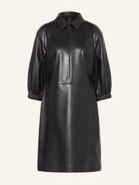 Marc Cain Šaty V Koženém Vzhledu S Rukávy black new černé