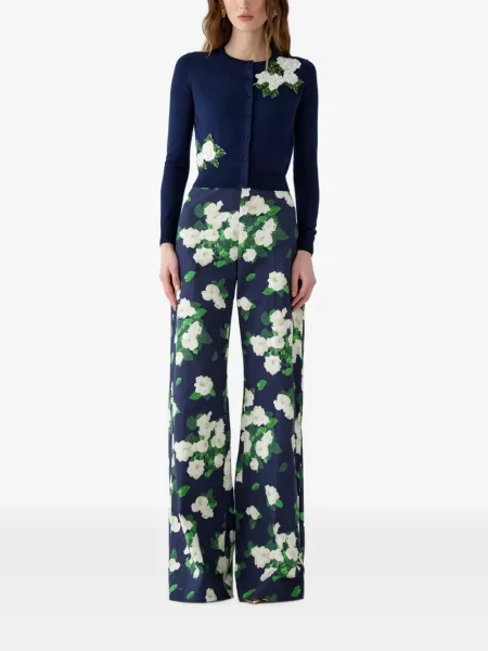 Siuvinėtas gėlėtas kardiganas Carolina Herrera mėlyna