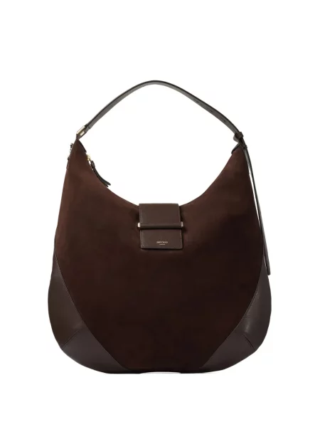 Geanta hobo Jimmy Choo din piele de căprioară maro