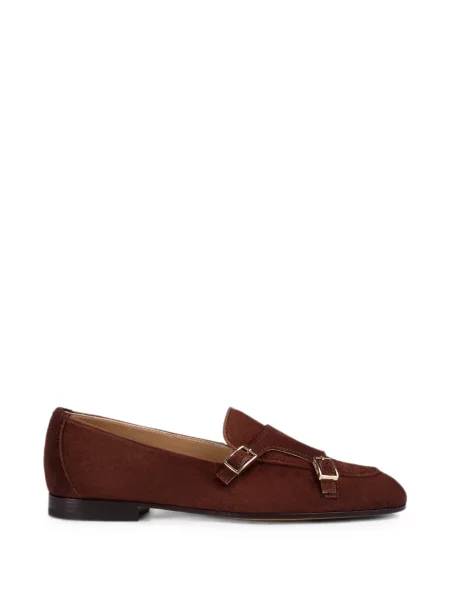 Pantofi loafer Doucal's din piele de căprioară cu cataramă maro