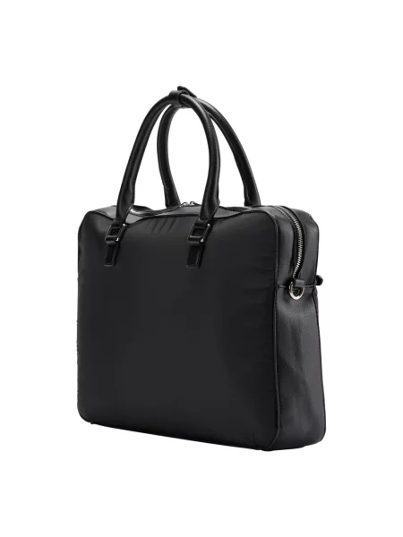 Lniana torba na laptopa Carlo Colucci elegancka czarna