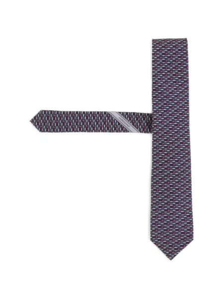 Cravată Ferragamo de mătase cu imagine cu imprimeu geometric albastru