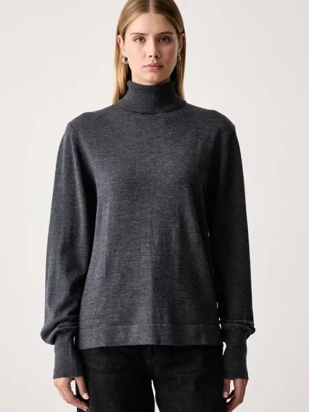Officine Generale pulover cu guler înalt din lână merino NINA gri