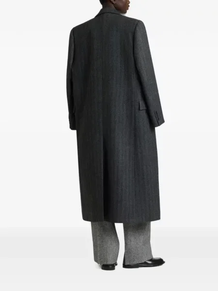 Lung palton Givenchy de lână cu model herringbone gri