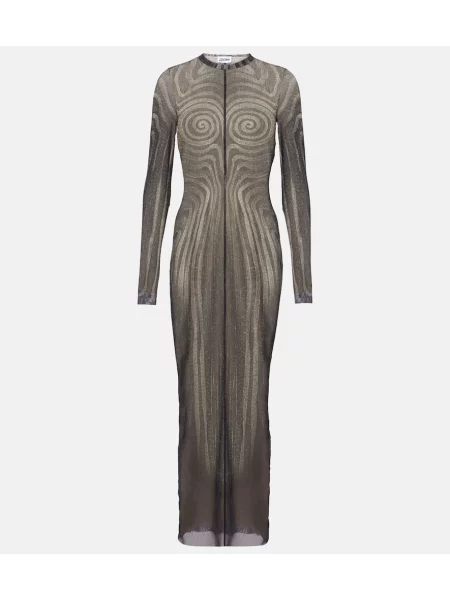 Maksi sukienka maxi Jean Paul Gaultier z siateczką garniturowa czarna