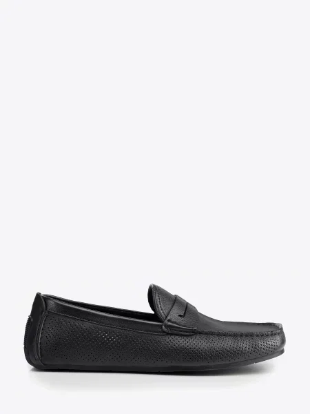 Półbuty slip-on ze skóry czarne