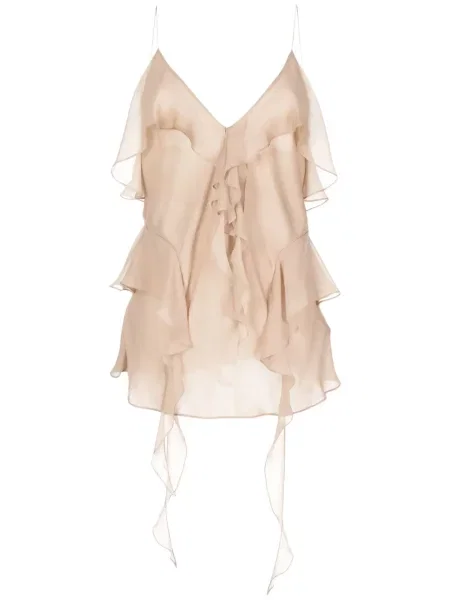 Jedwabna bluzka Khaite drapowana brązowa