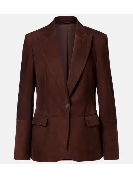 Sacou Brunello Cucinelli din piele de căprioară maro