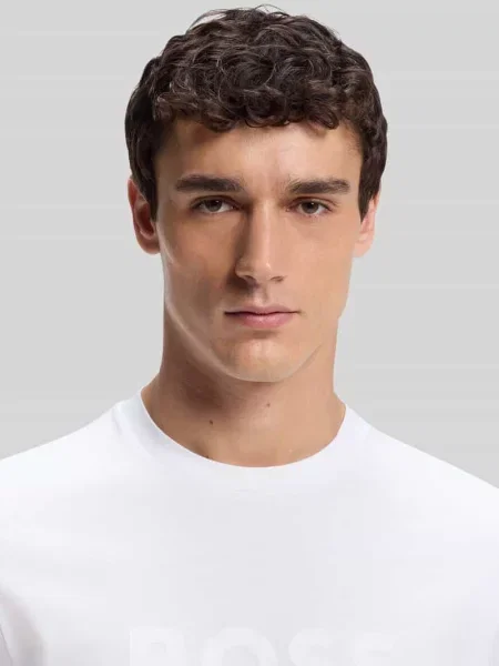 T-shirt o kroju regular fit z czystej bawełny model TE_LOGO' Boss Orange biała